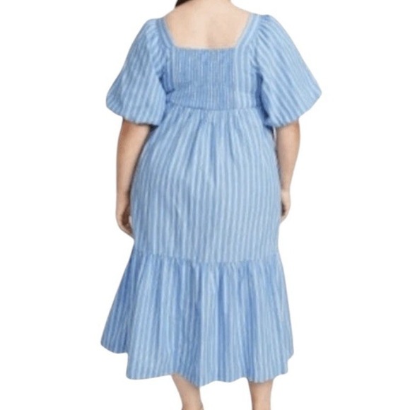 Old Navy Dress Women XL Petite Puff-Sleeve Cotton-Poplin Smocked Pockets New - Picture 2 of 11